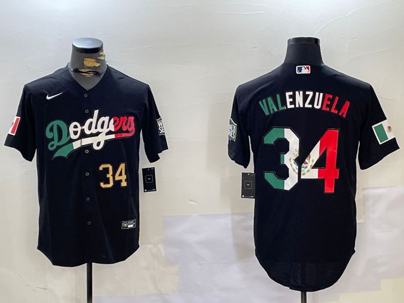 Men Los Angeles Dodgers 34 Valenzuela Black Game 2024 Nike MLB Jersey style 112017